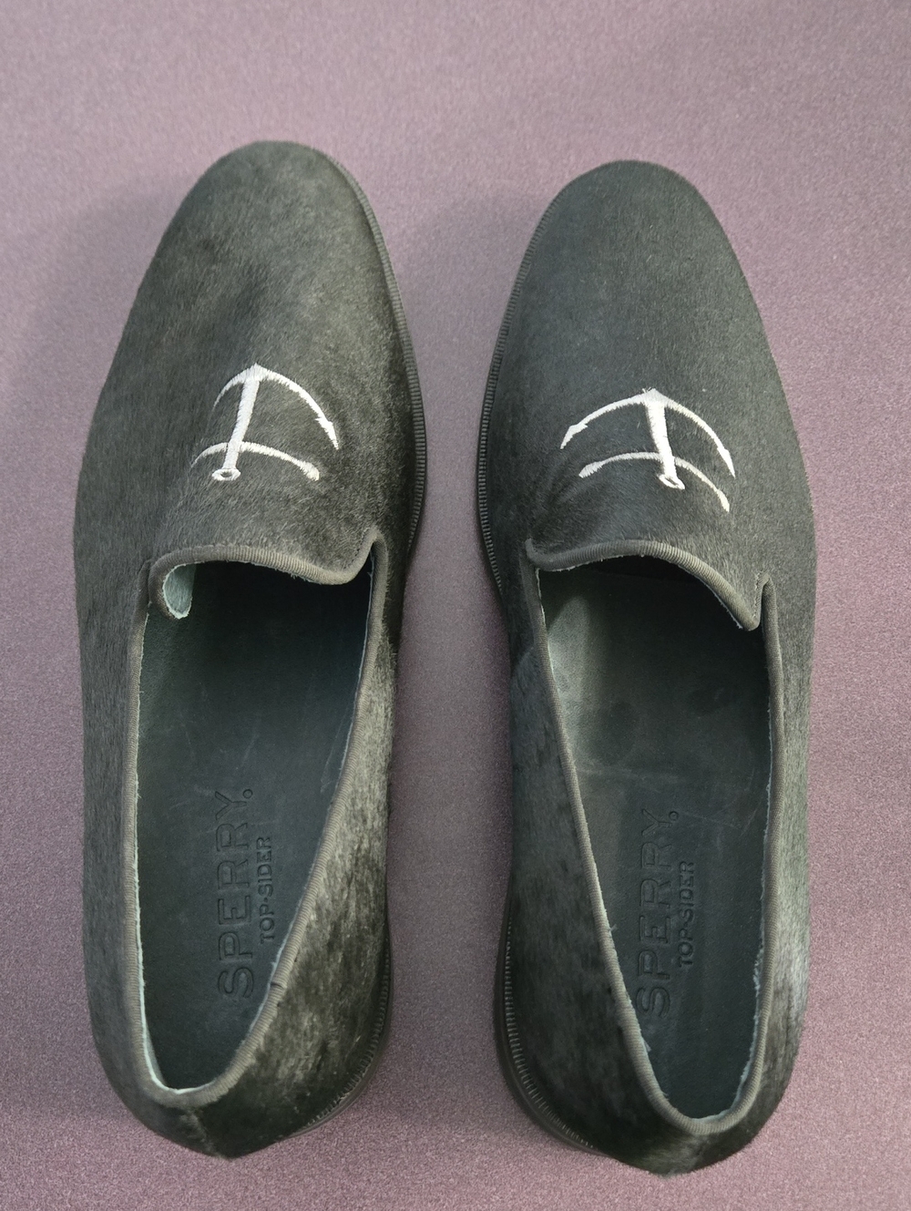 Sperry Men's Overlook Black Pony Hair Anchor Smoking Slippers Size 11 - Picture 8 of 9